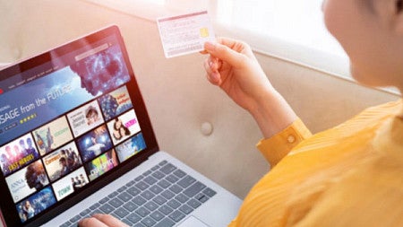 A person browses an internet streaming service